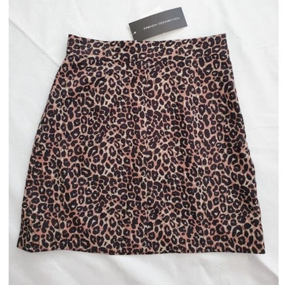 NWT French Connection Leopard Print Mini Skirt 90s/Y2K Revival Rocker Chic Sz 0 - Picture 2 of 9